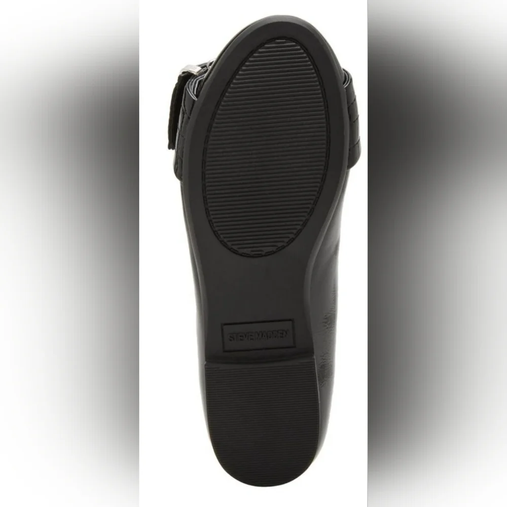 Steve Madden Girls Black Patent Buckle Flats Size 1 Youth – New
